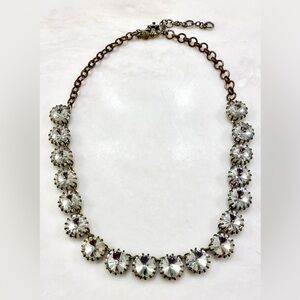 Vintage Crew Crystal Round Drop Necklace with Brass-Tone Chain